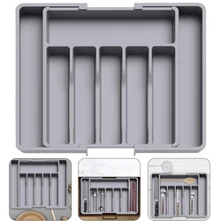 Adjustable Silverware Drawer Organizer with Dividers Flatware Tableware Organizer Expandable Utensil Tray for Spoons Forks Knive