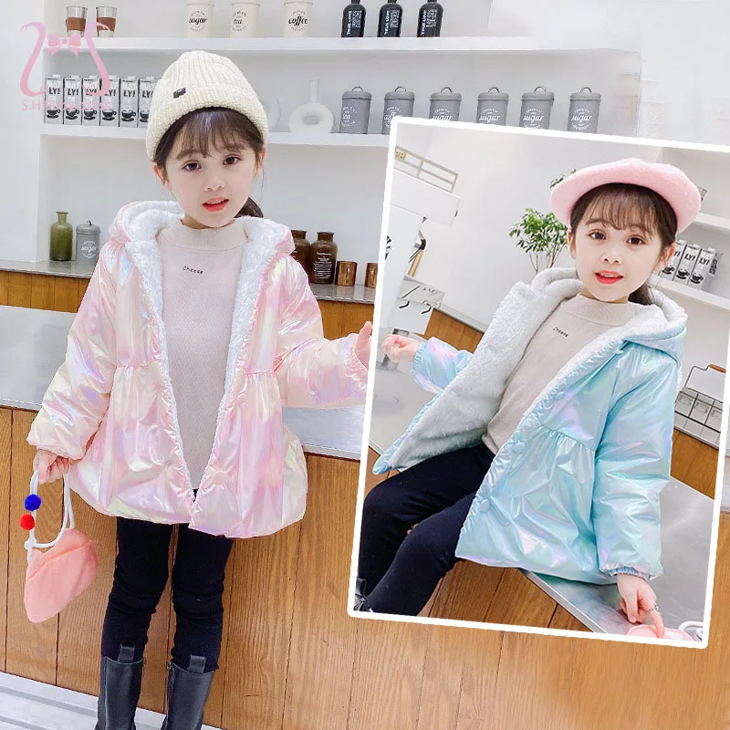 Baby Winter Cotton Coat Fleece Thickened Jacket For Girls Children's Overalls Warm Kids Snowsuit Clothes Shiny Toddler Costume