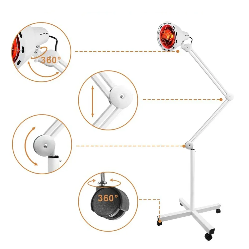 Infrared Light,275W Far Infrared Heating Lamp for Beauty Skin,Relieve Pain,Blood Circulation,Red Light Therapy,Adjustable Braket