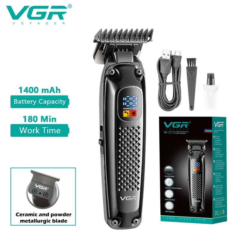 

VGR Hair Clipper Trimmer Cutting Machine for Men Electric Barber Professional Barber Machines Cutter Equipment Rechargeable v972