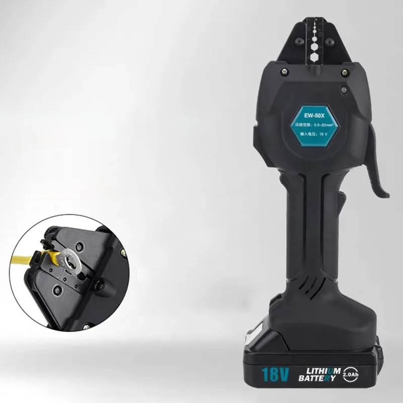18V Rechargeable Crimping 16KN Electric Crimping Tool, Terminal Pre-insulated Tube Type Bare Terminal Crimping portable Tool 6