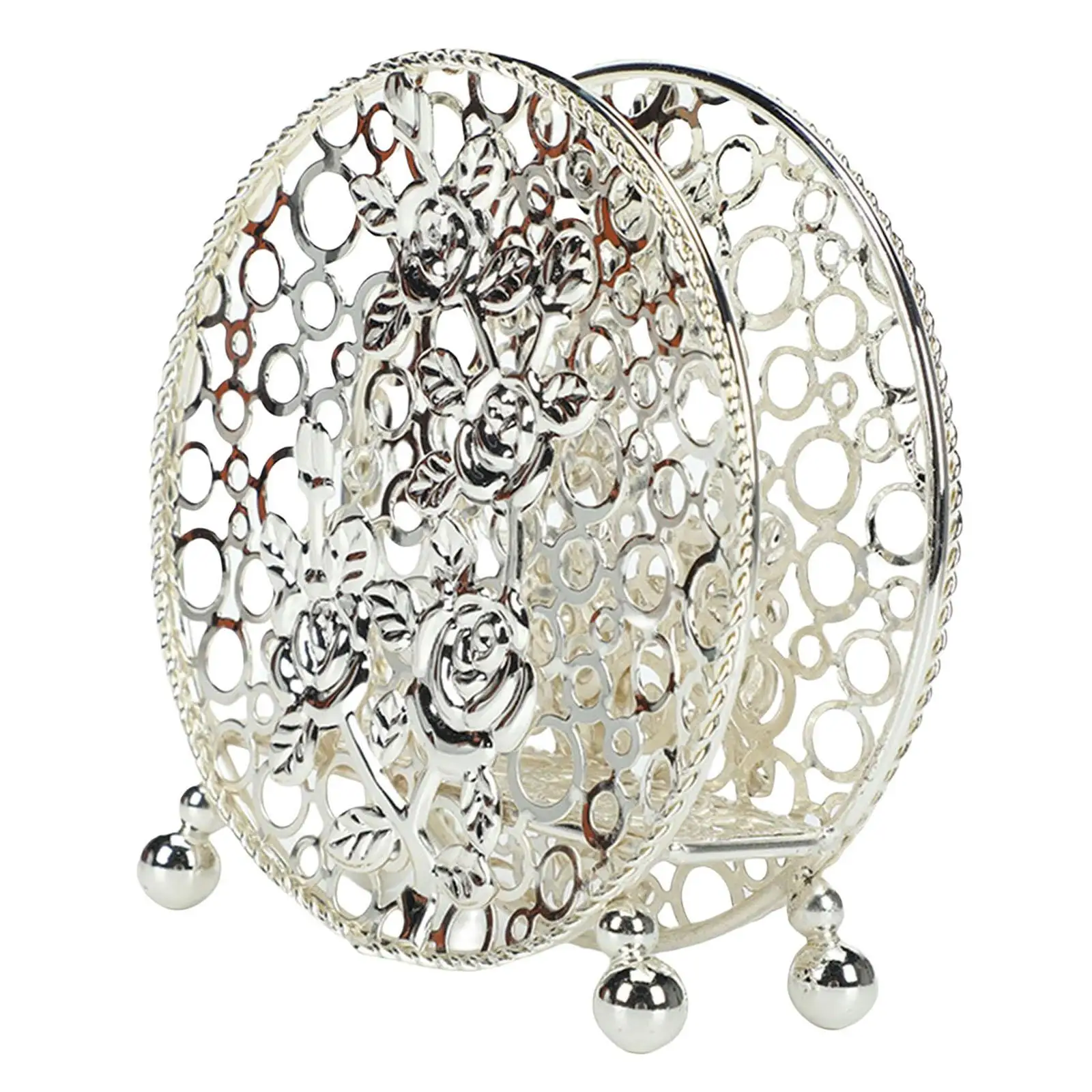 Stylish Napkin Holder, Hollow Out Storage Organizer Round Stand Tissue Dispenser 3