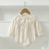 Fashion Baby Romper Newborn Bodysuit Lace Peter Pan Collar Princess Bow Romper Long Sleeves Infant Girl Jumpsuit 0-2Y Clothes