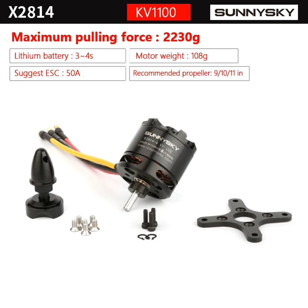 Sunnysky motor X2814 brushless motor with 900KV, 1000KV, 1100KV and 1450KV specifications for model aircraft power thumbnail 4