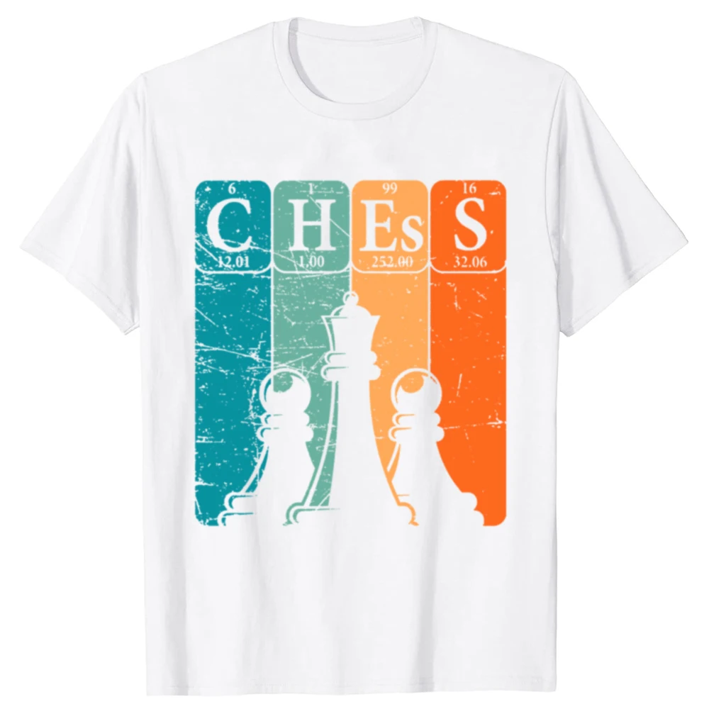 Lustige Schach Perioden system Nerd Schachspieler Vintage T-Shirts Schach matt Grafik Baumwolle Streetwear Kurzarm Geschenke T-Shirt Männer – Detail 3
