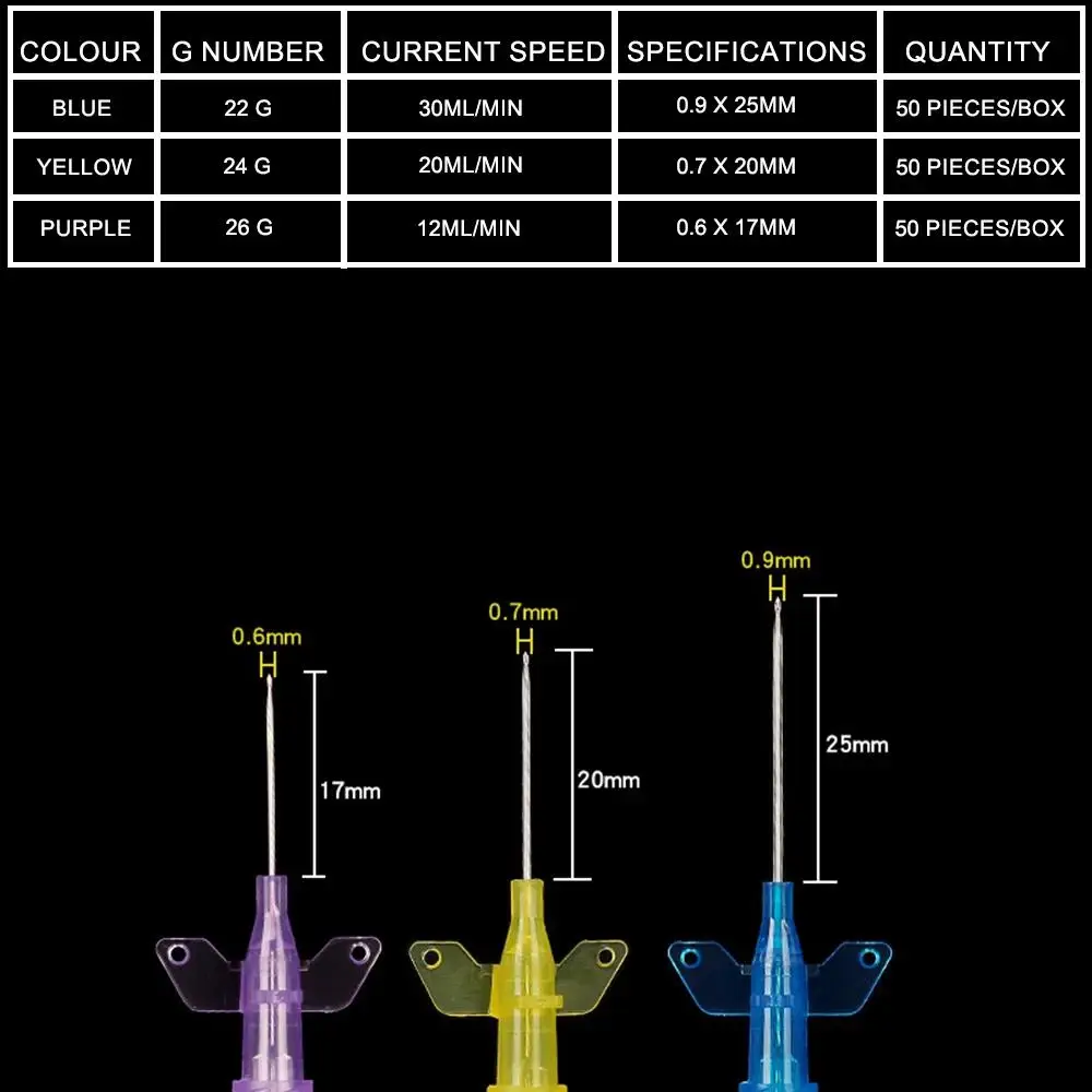 50Pcs Pet Retention Needle Retention Needle For Animal Injection, Pet Dog Cat 26G/24G/22G With Heparin Cap