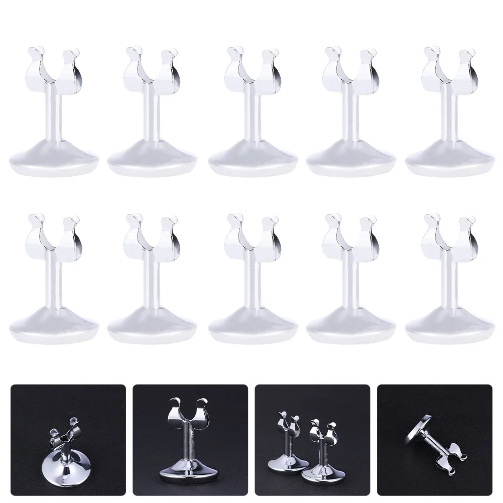 10 Pcs Buffet Business Card Holder Cards Stainless Steel Table Delicate Number Stands