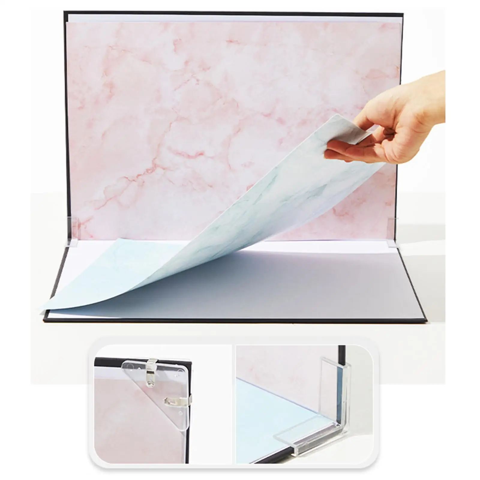 Photography Background Kit with Reflective Cardboard 7 Background Papers Photo Backdrop Boards for Food Makeup Product Cosmetics