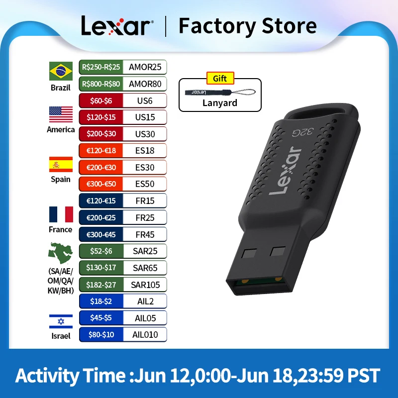 Lexar USB stick V400 pen drive USB 3.0 USB Key memory 100MB/S 32GB 64GB