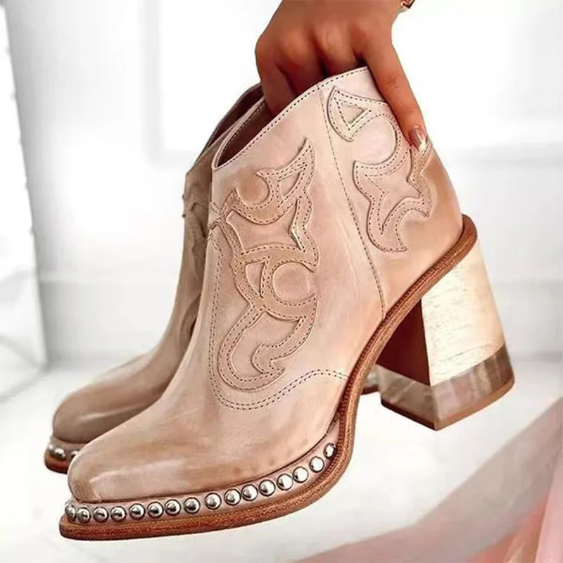 

2022 Women Ankle Boots New Party Shoes Women Mujer Low Heel Women Shoes British Design Short Boots Women Zapatos Mujer