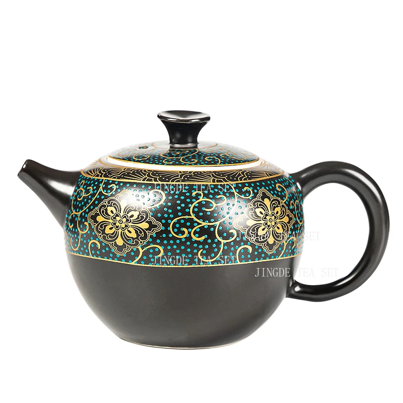 Ceramic Red Tea Pul Teapot Household Chinese Teapot Blue Dot Dark Fragrance Kung Fu Tea Set Single Use Small Capacity Teapot