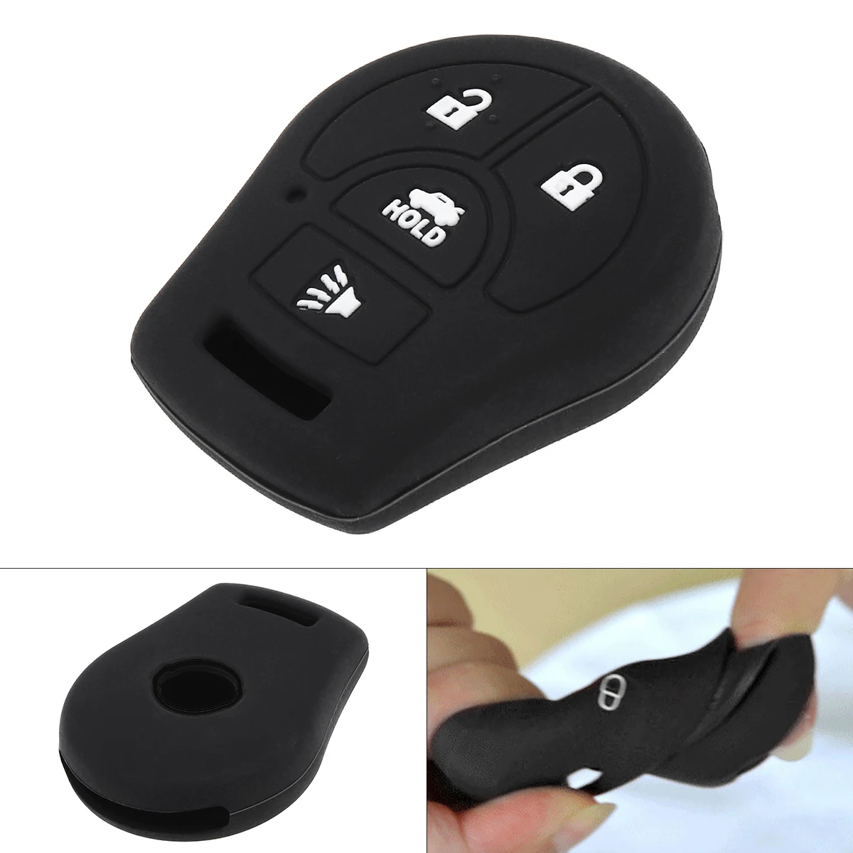 4 Buttons Straight Plate Silicone Car Key Case Protector Holder Fit For Nissan March Qa-shqai Sunny Sy-lphy Ti-ida X-Trail key case key case cover car key shell remote control case cover