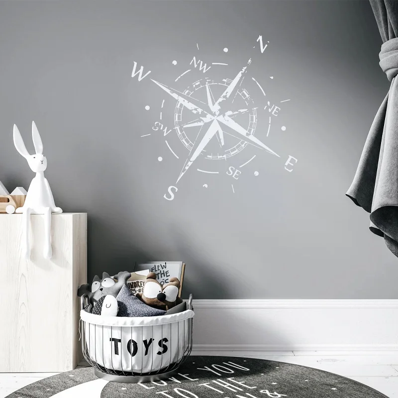 Bussola nautica Rosa Decalcomanie da muro Navigare Nave Oceano Mare Decorazioni per la casa Camera da letto Decorazione per la scuola materna Adesivo artistico rimovibile AB38 - immagine 2
