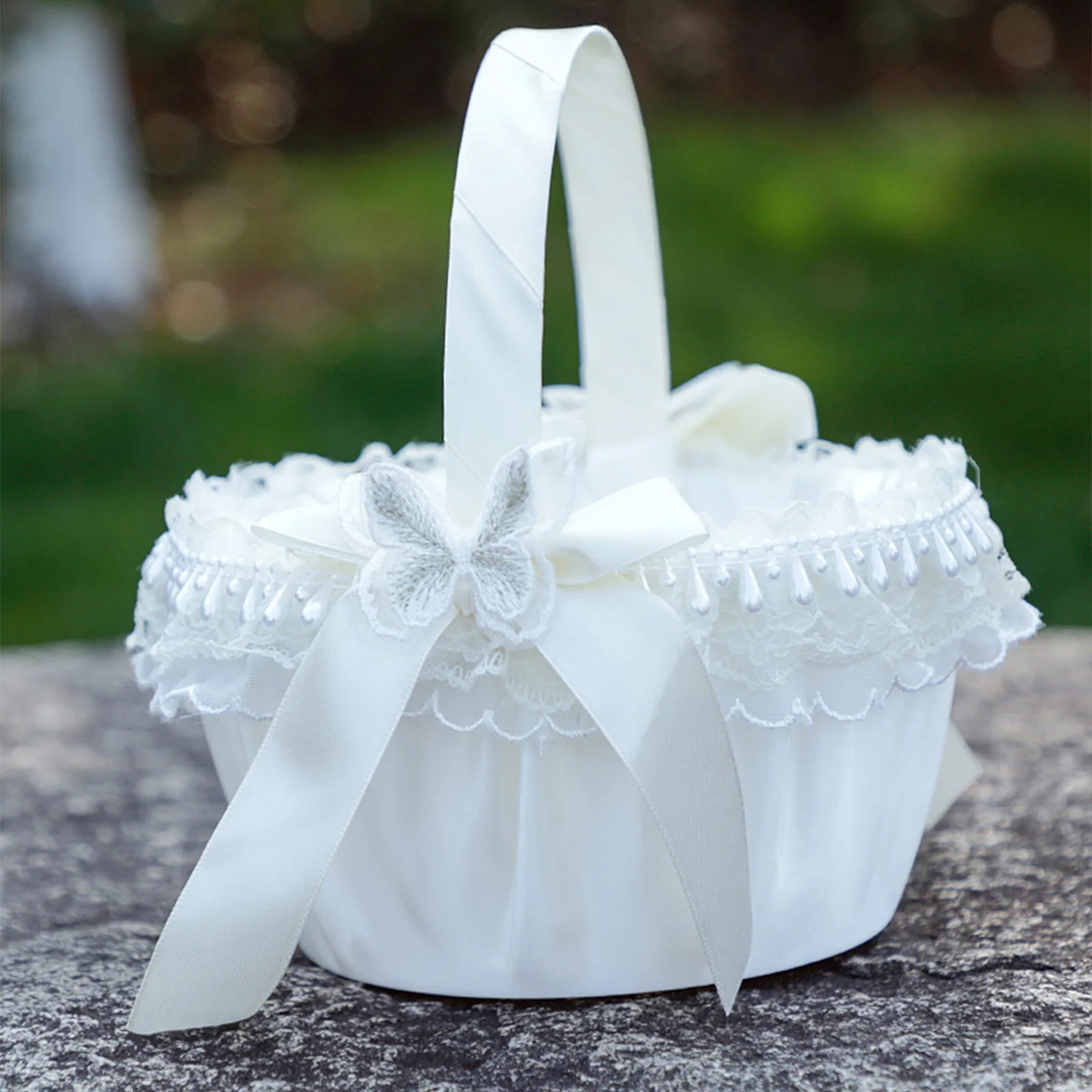 Flower Girl Basket Storage Basket Home Organizer With Handle Portable White Plastic Wedding Party Decor