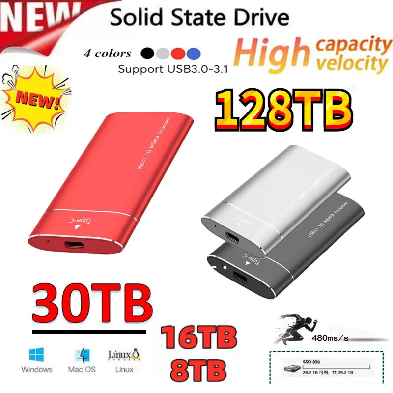 

Portable Hard Drive SSD 60T Electronic External Solid State Drives Usb3.1 Portable Ssd for Laptop Flash Hard Disk Flash Drive