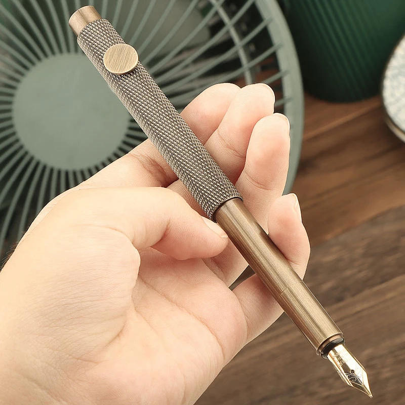 Retro Metal Fountain Pen For Students Vintage Brass Pens Mini Portable Writting Pen Scalable Fountain School Office Supplies Fountain Pen Metal Pen