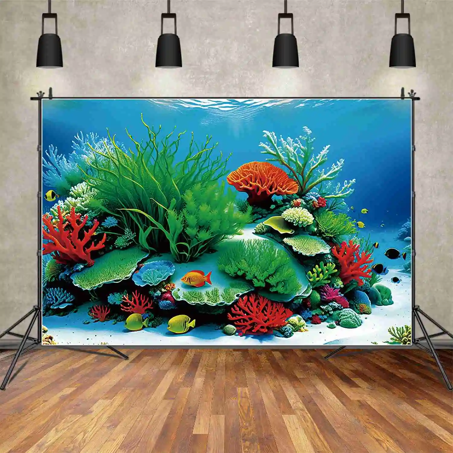 

MOON.QG морской красный коралл, день рождения, фон для мальчиков, морская фотография, искусственная рыба, индивидуальное оформление