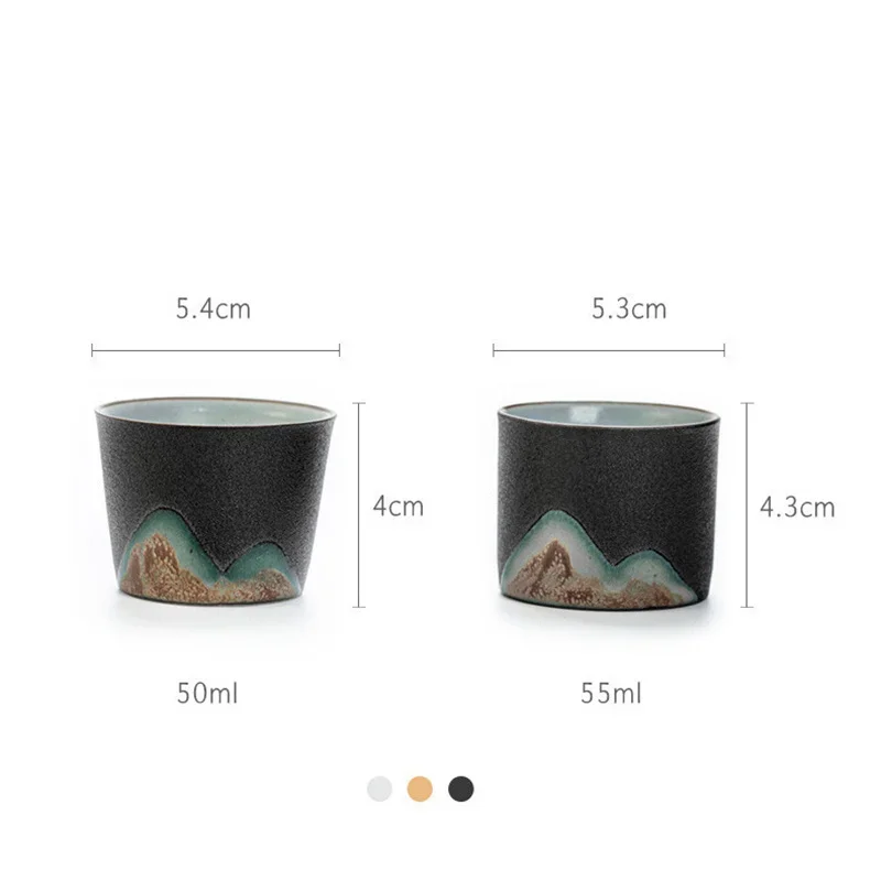 50ml/55ml Hand drawn mountain shape teacup Retro Ceramic Tea cup Kung Fu Tea Set Coffee Cup Small Water Cup Porcelain Teaware tea cup