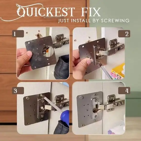 Hinge Repair Kit Hinge Side Plate Repair Piece Bracket Cabinet Hinges Plate Stainless Steel for Kitchen Cupboard Door