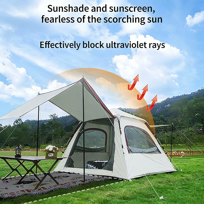Outdoor Camping Waterproof One-Touch Tent – Beach Sun Shelter & Folding Camp Roof (1–10 Person) 3