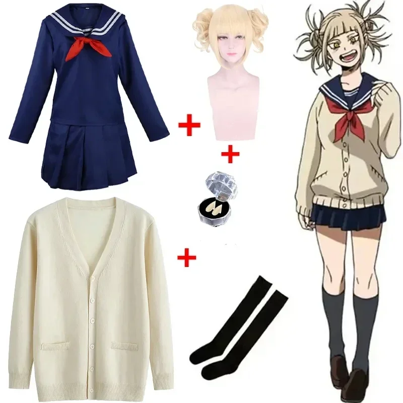 

Anime My Hero Academia Himiko Toga Cosplay Costume JK Uniform Skirts Sweater Coat Halloween Christmas Clothes Women Girls