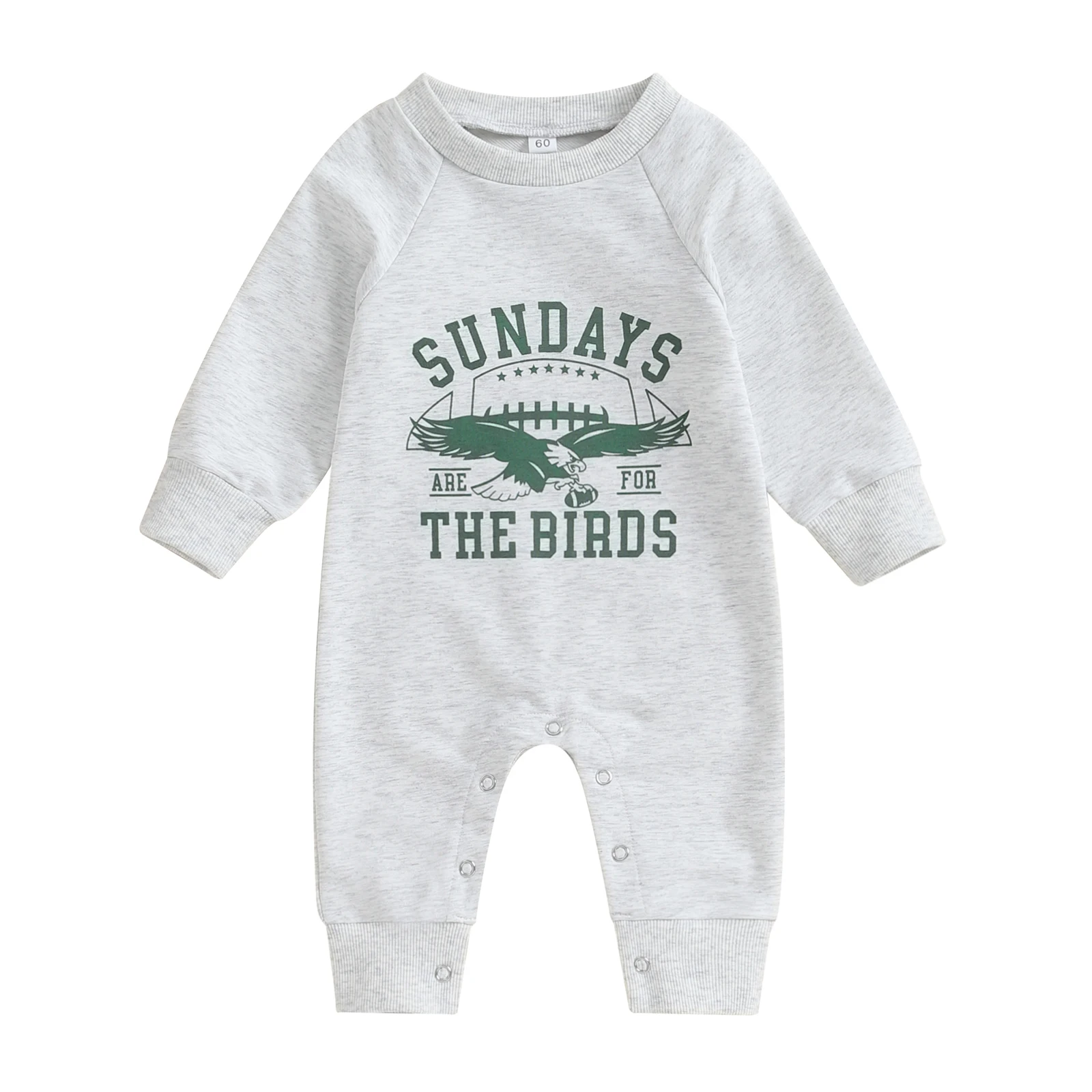 

Newborn Infant Baby Boy Girl Jumpsuit Eagle Print Long Sleeve Crew Neck Button Romper Fall Winter Baby Outfit