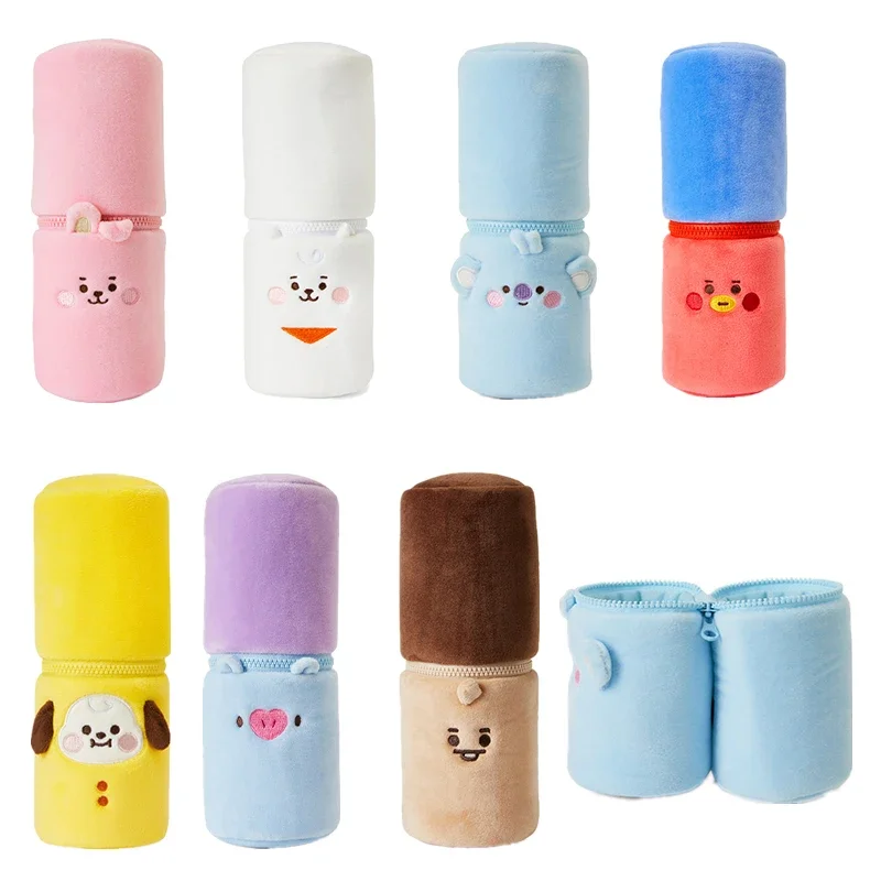 

LINE FRIENDS оригинальная плюшевая ручка Bt21 с героями мультфильмов Koya Chimmy Tata милые студенческие канцелярские принадлежности держатель для ручек на молнии подарки