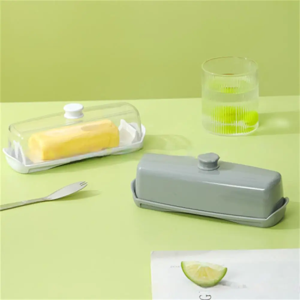 Butter Storage Container Dust-Proof Dishwasher Safe Spatula Easy Grip Butter Box With Lid Handle Plastic Dish For Fridge