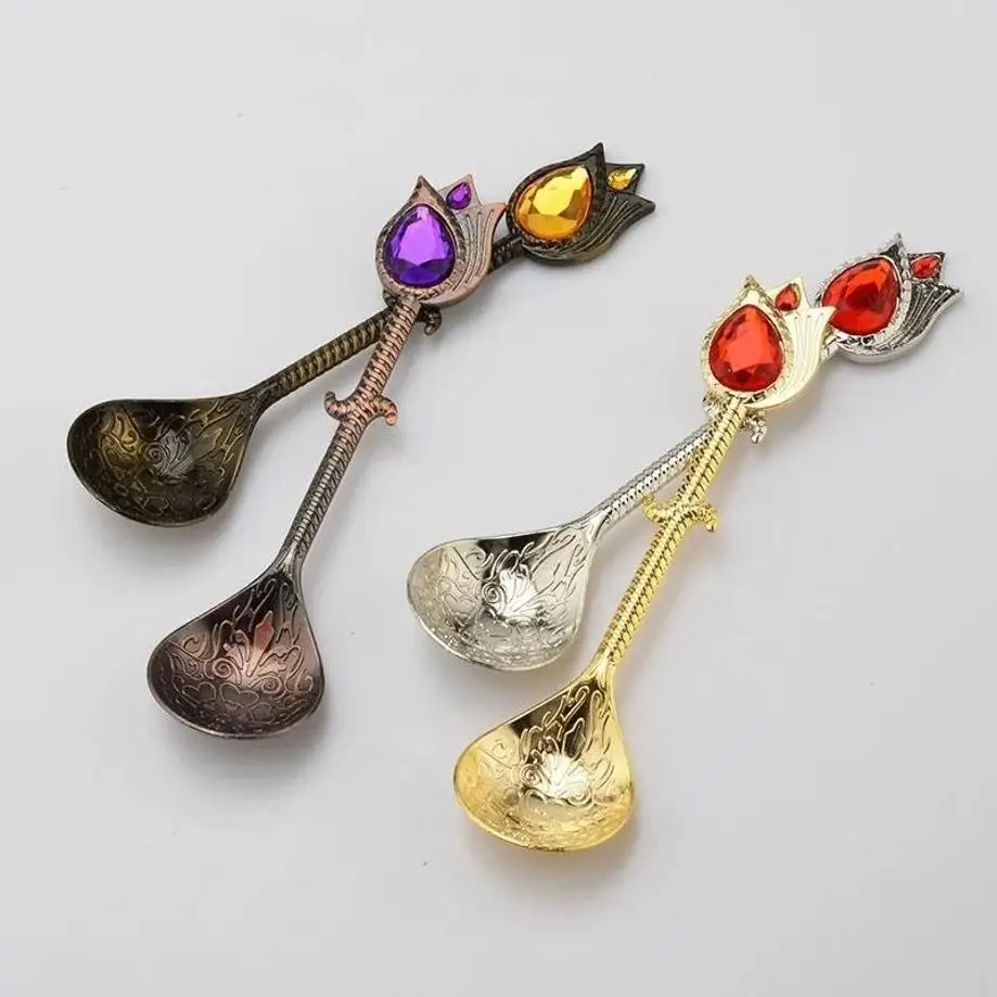 1 Pcs Fashion Luxury Diamond Stainless Steel Crystal Spoons Cup Stirring Eat Food Home Kitchen Tea Dessert Spoon