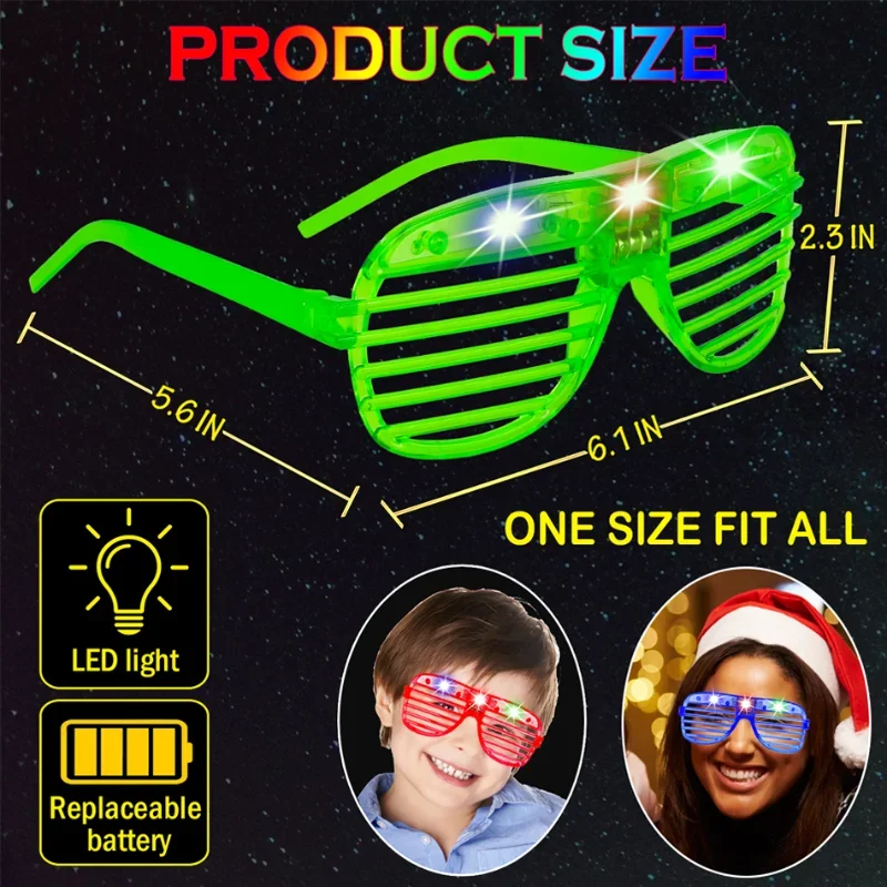 thumbnail image 3 of 1 pieza de gafas LED iluminadas de 5 colores que brillan en la oscuridad, suministros para fiestas, recuerdos de fiesta de neón para niños y adultos, 3 of 6