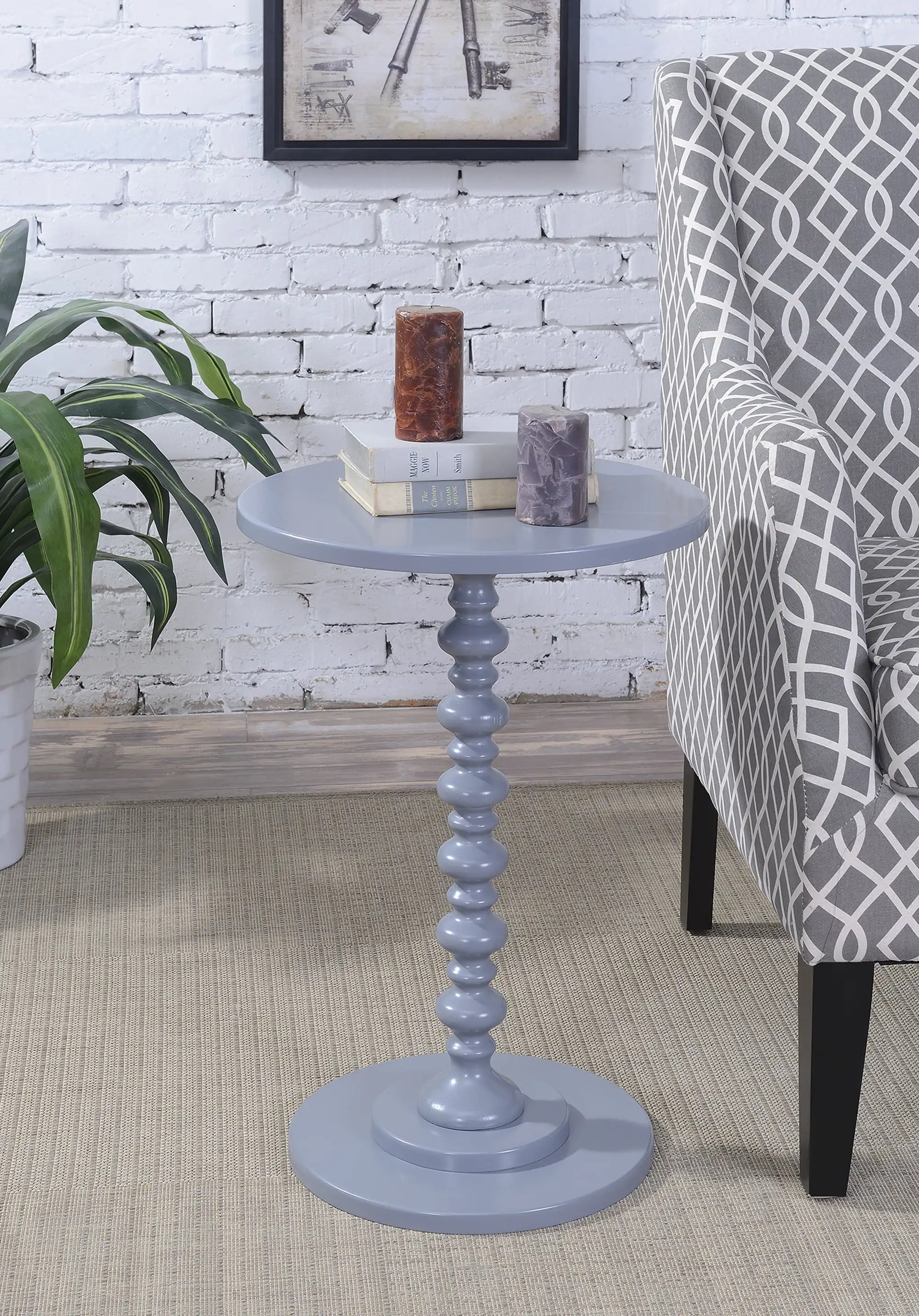 

Convenience Concepts Palm Beach No Tools Spindle Table, Grey