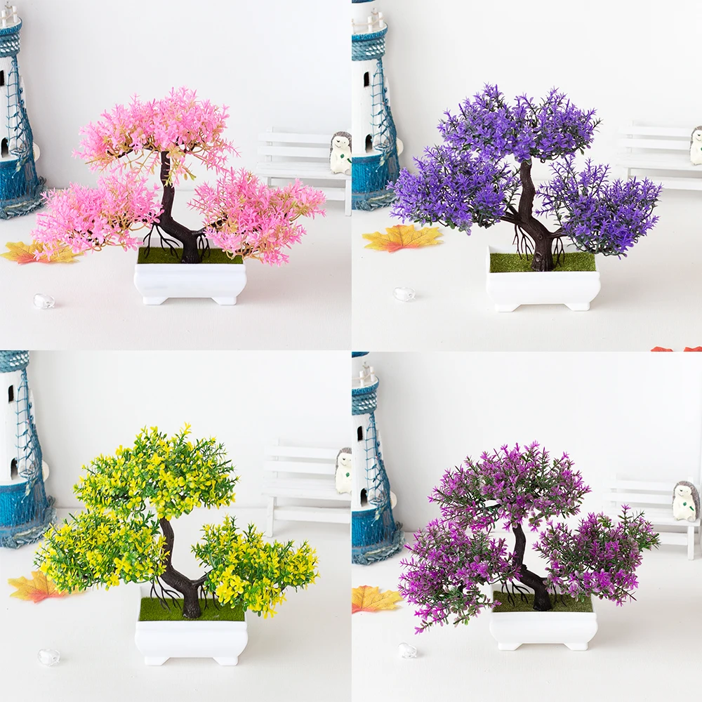 

Artificial Plants Bonsai Small Tree Pot Fake Plant Flowers Potted Ornaments For Home Room Table Decoration Hotel Garden Decor