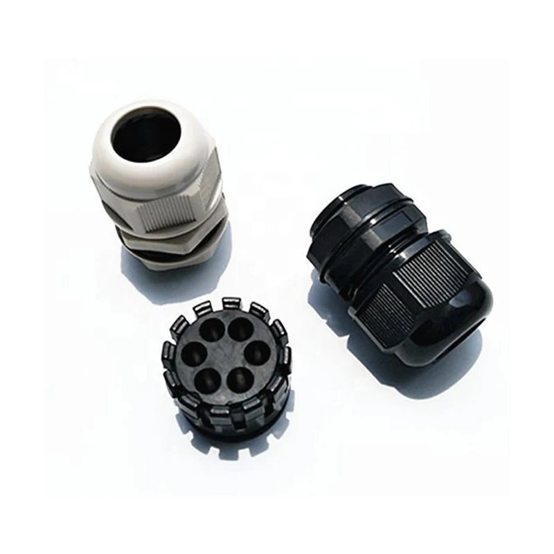 6 Fori Nero Pg / M Filettatura Nylon Multifori Pressacavo In Plastica