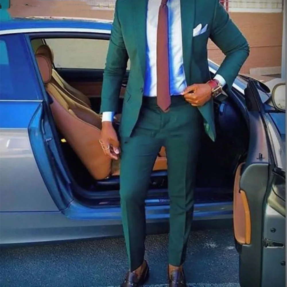 

Groom Tuxedo Trim Lapel for Wedding Prom 2 Piece Slim Fit Men Suits Latest Coat Pant New Male Fashion Costume