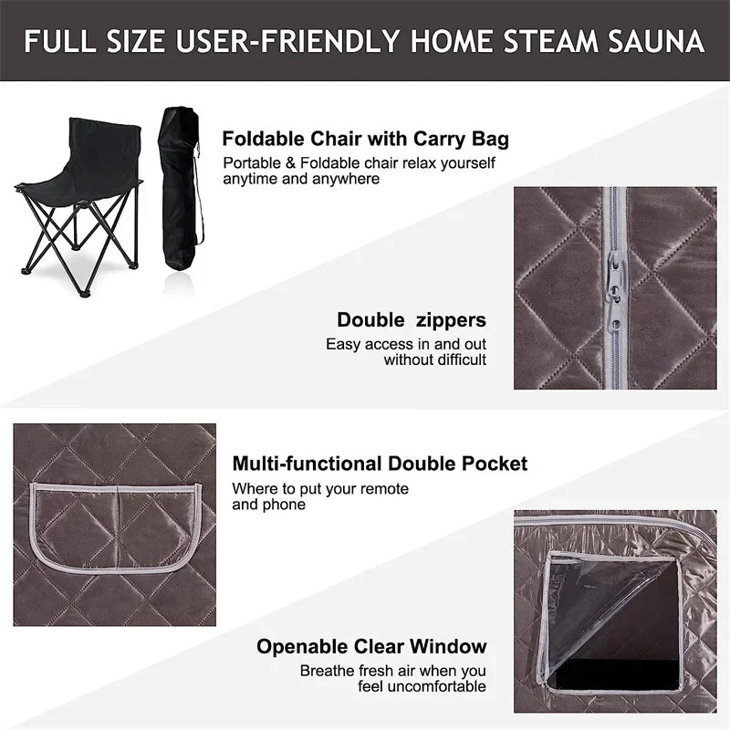 Portable Full Size Steam Sauna Set with 4 Liters Large Steamer Remote Control for Relaxation Body Detox Therapy portable steam sauna