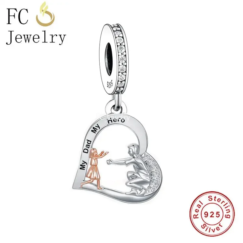 

FC Jewelry Fit Original Pan Charms Bracelet 925 Silver My Dad My Hero Father and Daughter Bead For Making Women Berloque 2023