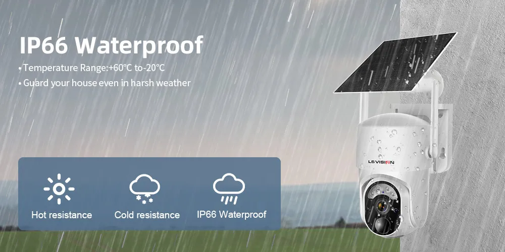 LS VISION 4MP Solar Wireless Security Camera Outdoor Solar Monitor Camera Night