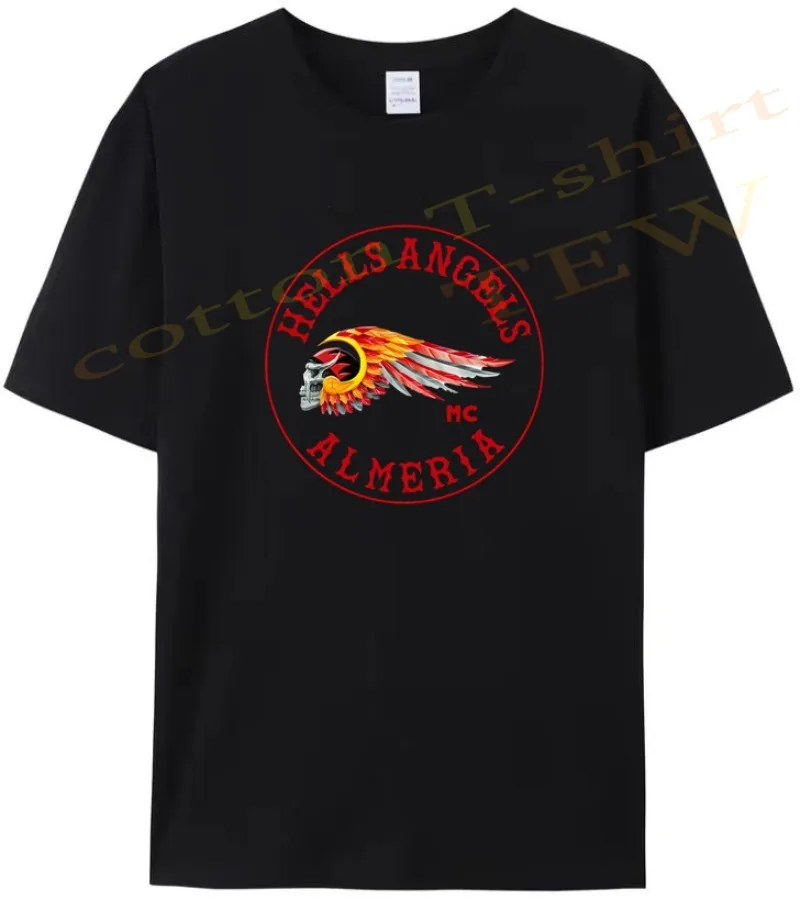 

[TEW] Summer Hells Angels Motorcycles T-Shirt Men's Printed 100% Cotton Casual Women's Short Sleeve