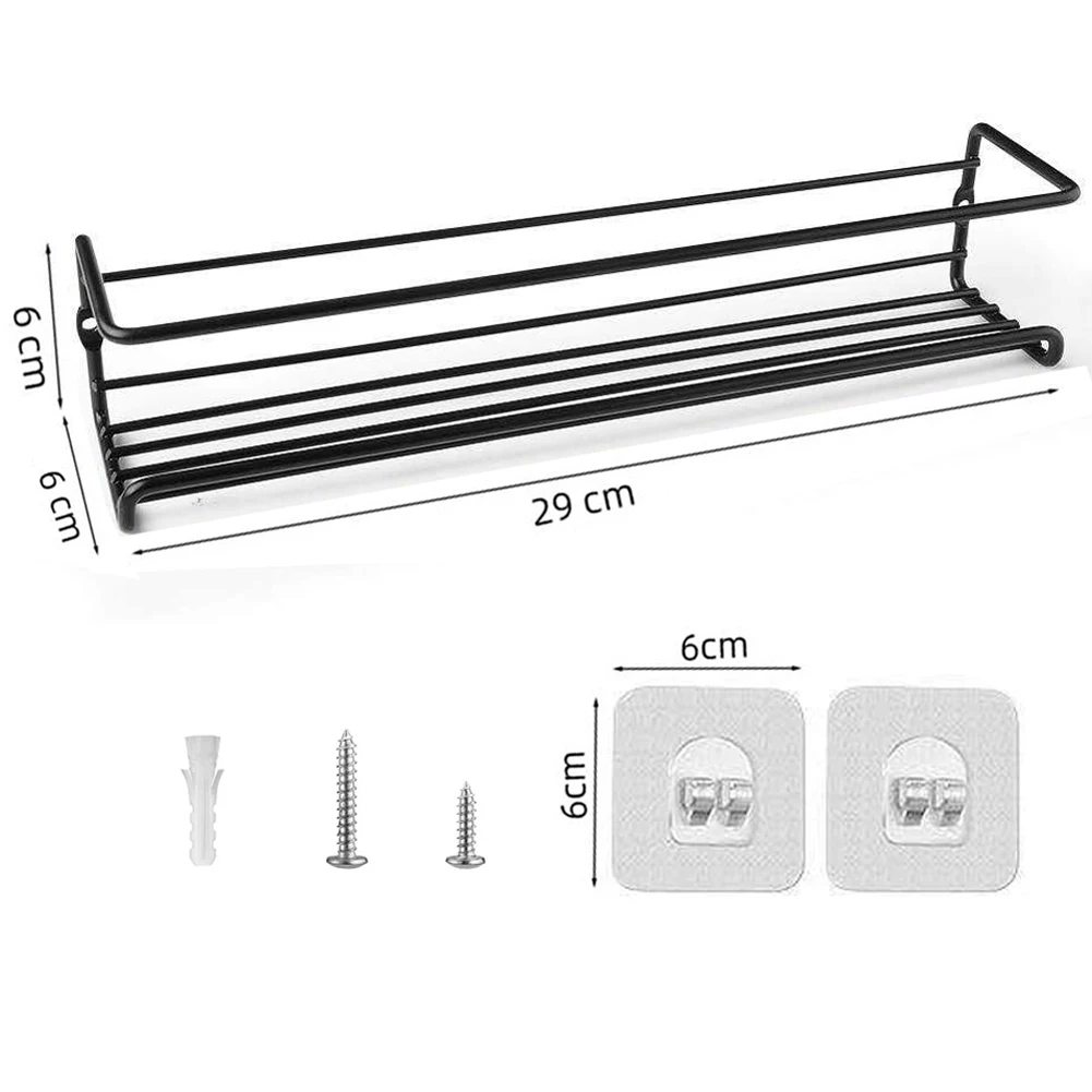 Wall Mount Spice Rack Organizer, 1/2 pcs Metal Hanging Racks Single Layer Seasoning Organizer Rack for Door, Cupboard, Pantry