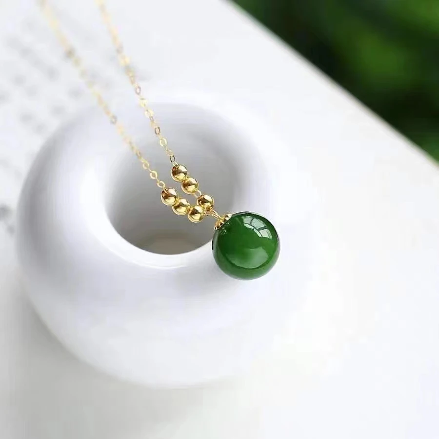 NYMPH NEW Real 18K Gold Necklace Jade 