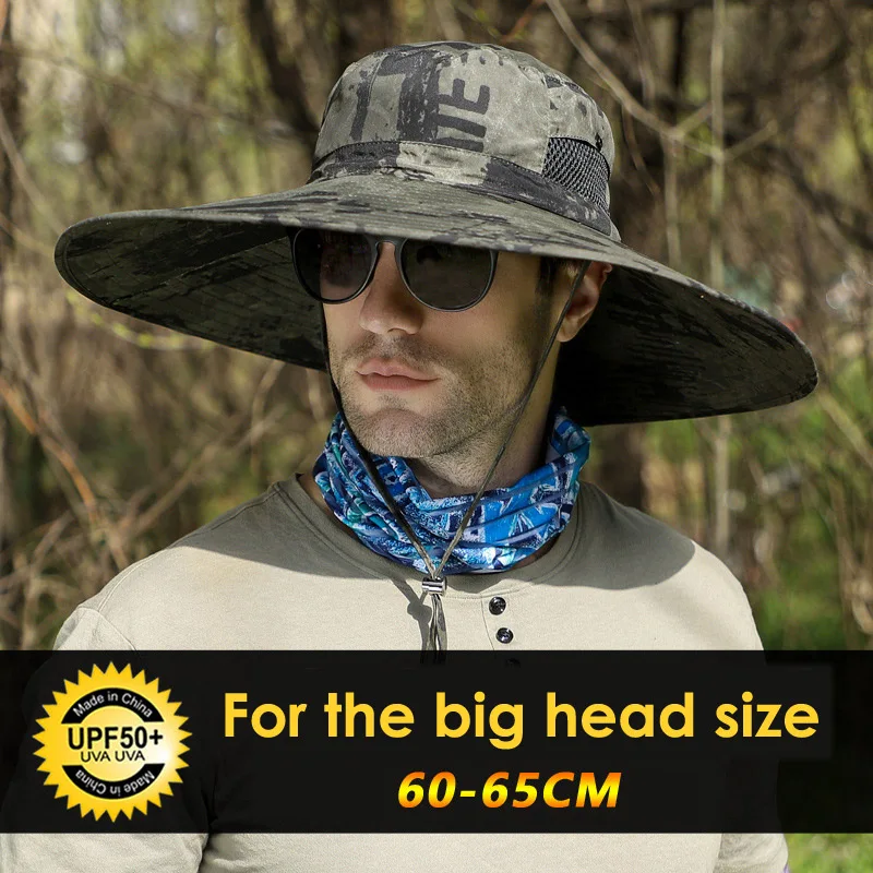 Big Head Size Fishing Hat for Men's Summer Outdoor Shading Hiking Panama Hat  Sunscreen Fisherman's Hat Bucket Hat Male 60-64CM - AliExpress