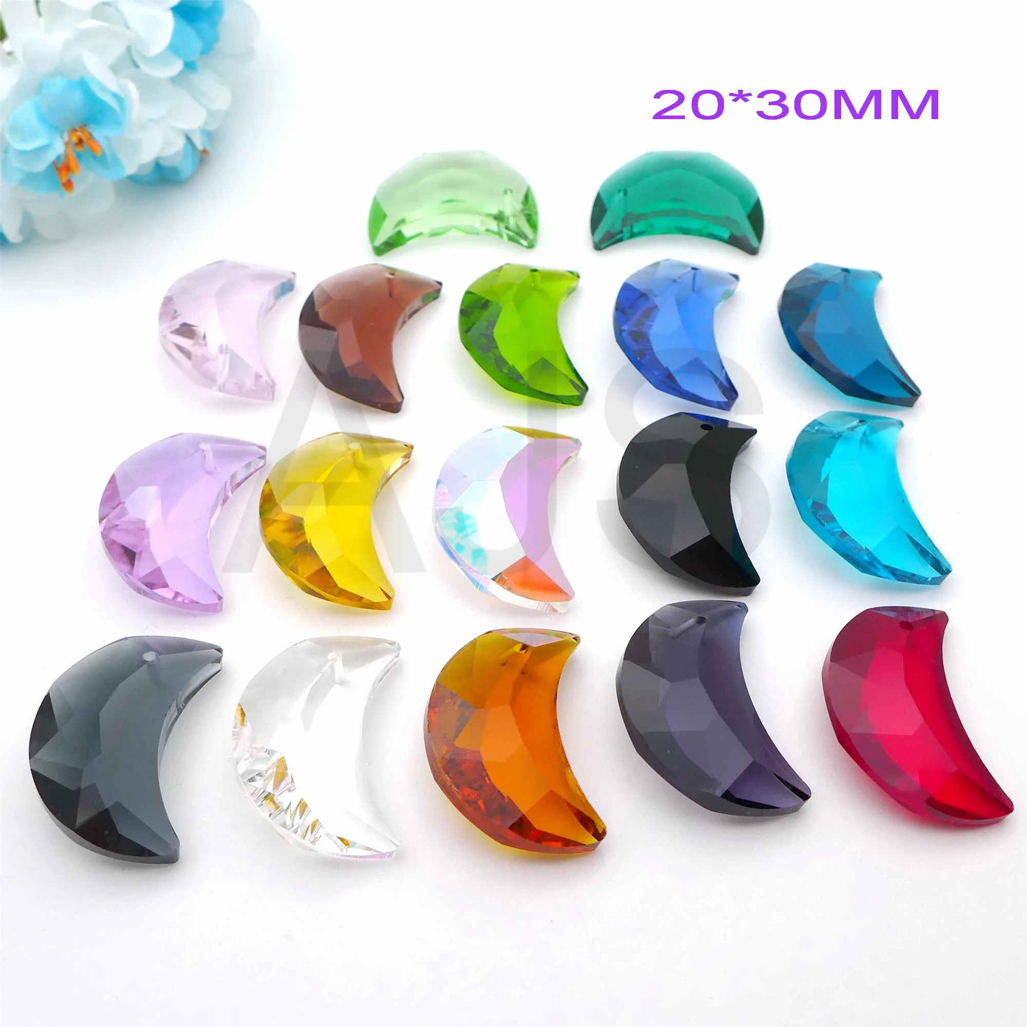 

10pcs 30*20MM Crystal Faceted Moon Shape Pendants Charms Women Necklace Gifts Earrings Suncatcher DIY for Jewelry Free Shipping
