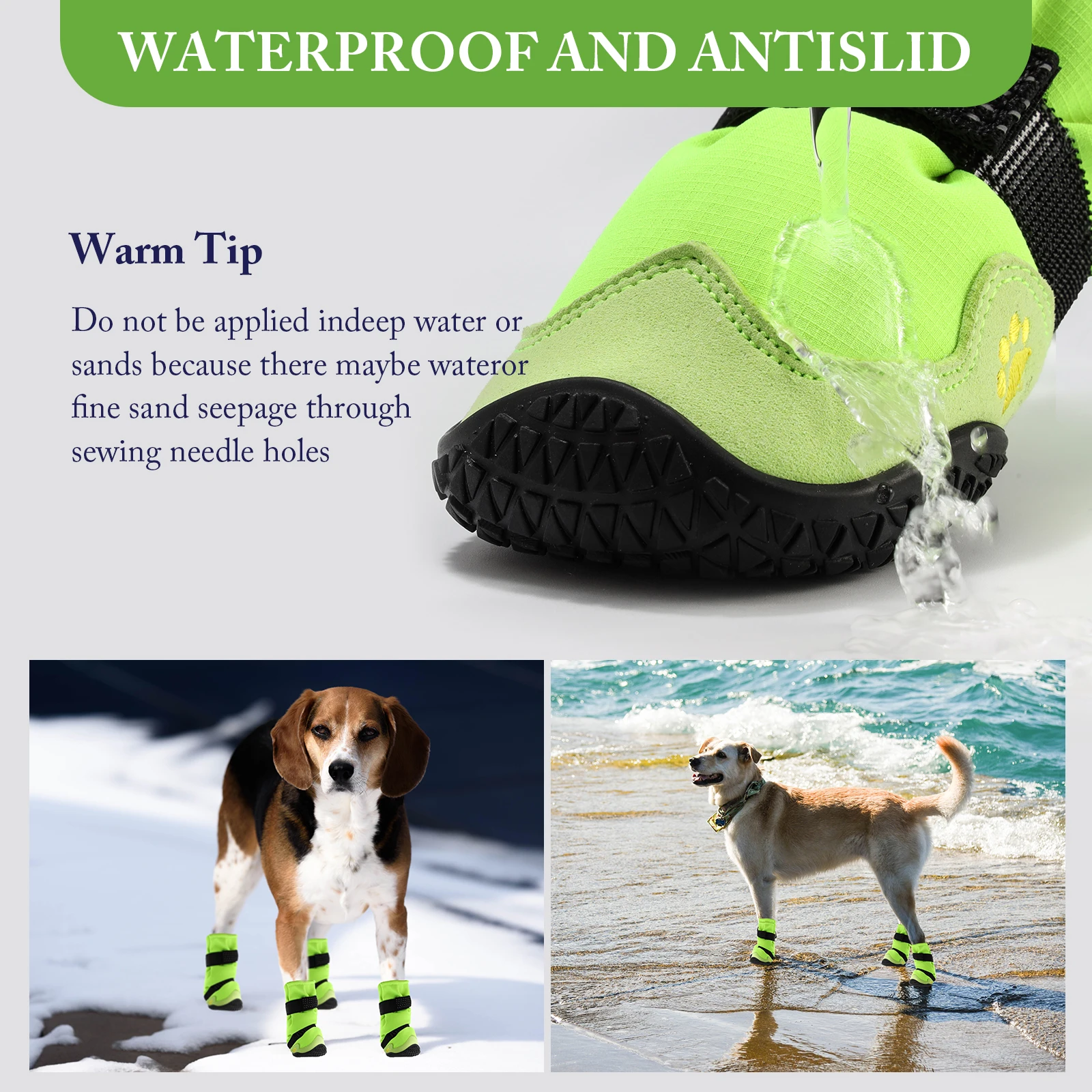 Anti-Slip Dog Snow Boots Waterproof Shoes for Large Dogs Reflective Boots for Hiking Soft Breathable Paw Protectors for Pets