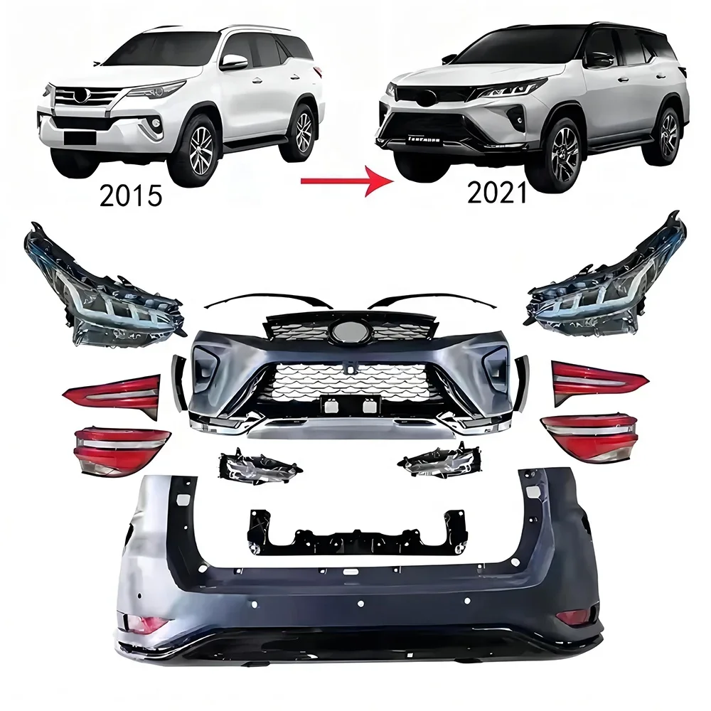 

Front And Rear Bumper Head Lamp Tail Light Face Kit For TOYOTA Fortuner 2015-2020 Upgrade 2021 Body Kit Conversions