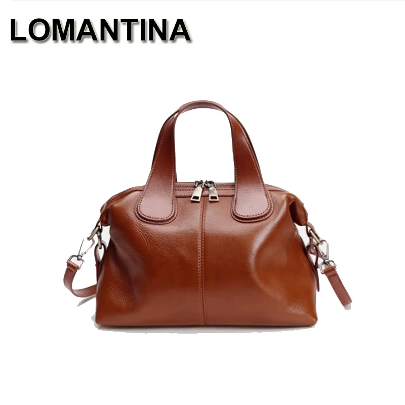 

LOMANTINA Soft Vegetal Kneading Cow Leather Real Ladies Casual Cross-Body Bags For Women Female Purses Girls Travel Satchel