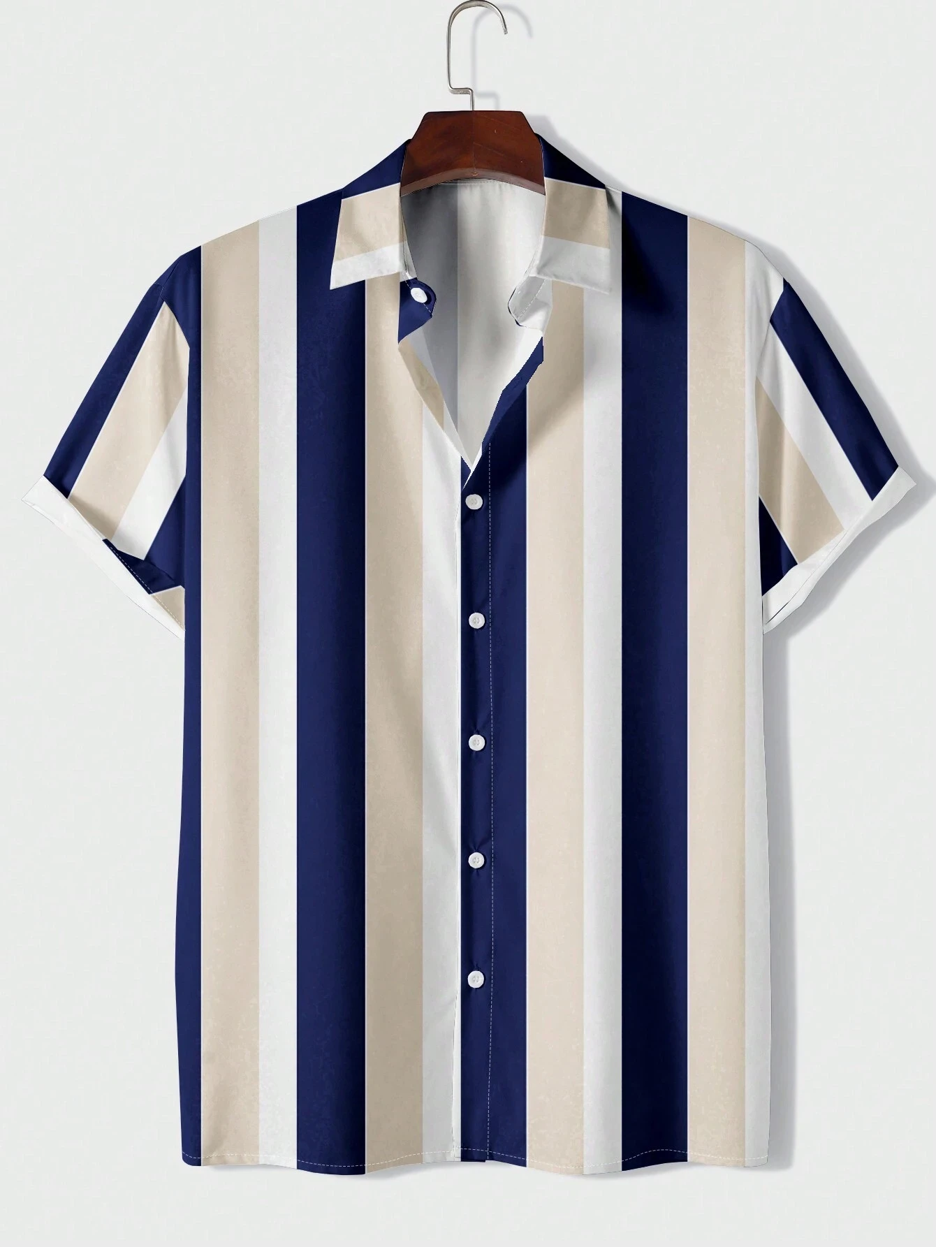 Men's Shirt Soft Comfortable Short Sleeve Shirt Summer Hawaiian Shirt Lines Fashion Design Men's Clothing Extra Large Size 4