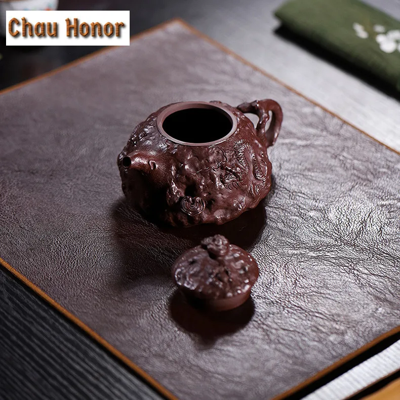 340ml Creative Yixing Purple Clay Teapots Handmade Hidden Dragon Gong Chun Pot Raw Ore Mud Tea Maker Kettle Zisha Tea Set Gift
