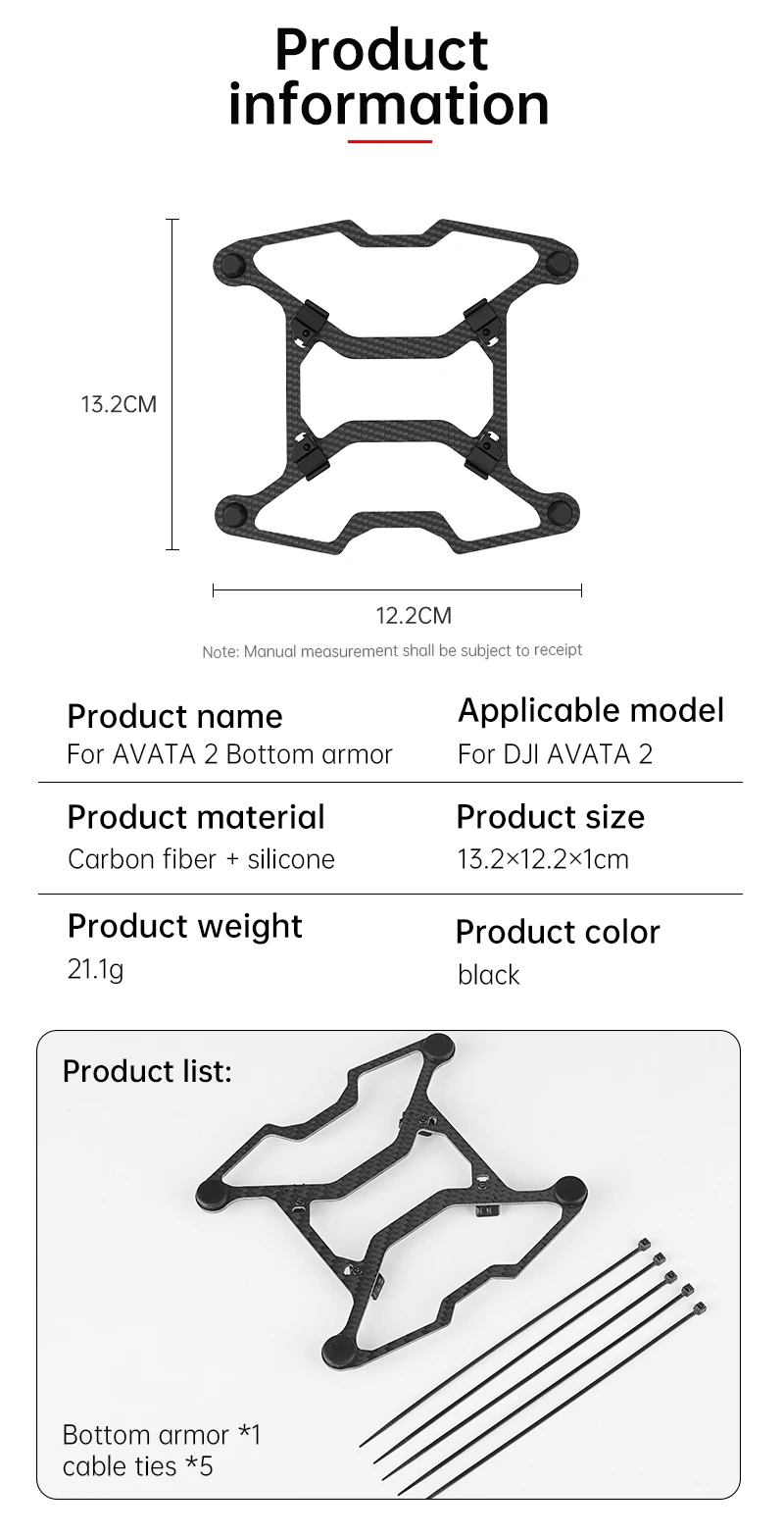 RCSTQ Carbon Fiber Bottom Armor For  Avata 2 Protective Anti-Collision Bottom Ar