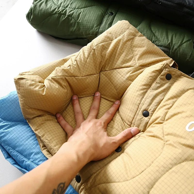 Weiße Entendaunen-Winterjacke für Paare, winddicht, wasserdicht, Sport, leicht, warm, Kragenlos, Outdoor, Trekking und Skifahren – Detail 8