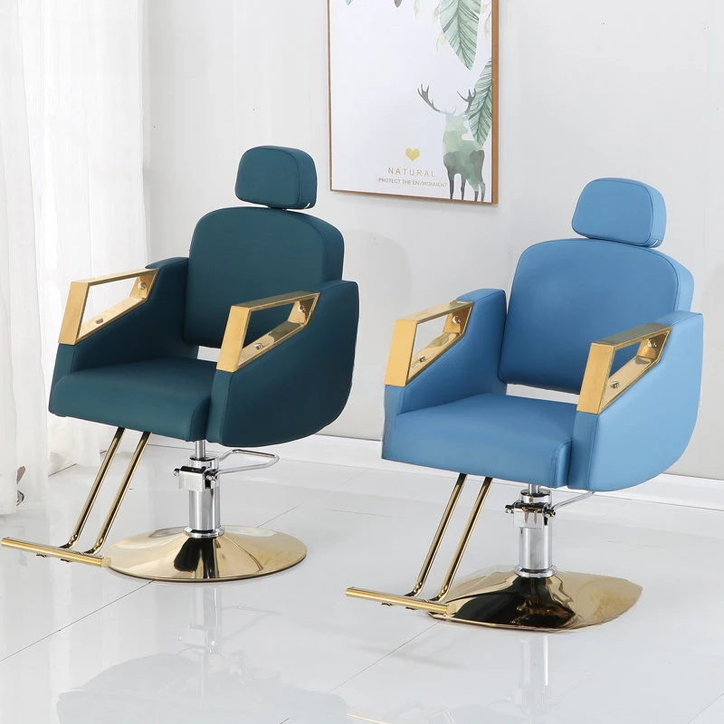 

Nordic Stainless Steel Barber Chairs Home Salon Furniture Light Luxury Lift Swivel Hairdressing Chair Beauty Salon Barber Chair